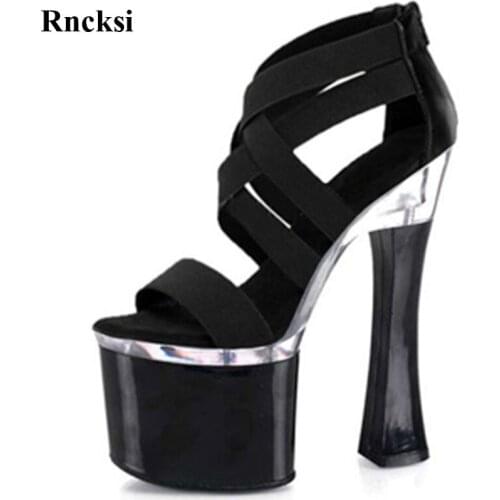Rncksi Fashion New Sexy 18cm Square High Heels Women Wedding Night Club Party Pole Dance Sandals Platform sandals shoes