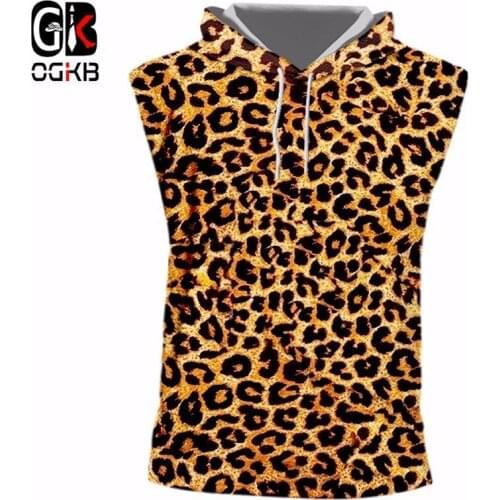 OGKB Sleeveless Shirts Boy Fashion O Neck 3D Print Leopard Hiphop 7XL Clothes Homme Undershirt Summer Hoodies