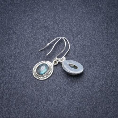 Natural Blue Fire Labradorite Handmade Unique 925 Sterling Silver Earrings 1.25" Y1852
