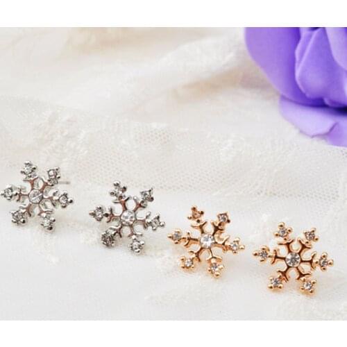 JIOFREE Fashion Geometric Alloy Rhinestone Snowflake Shape Clip on Earrings Without Piercing for Girls party wedding jewelry