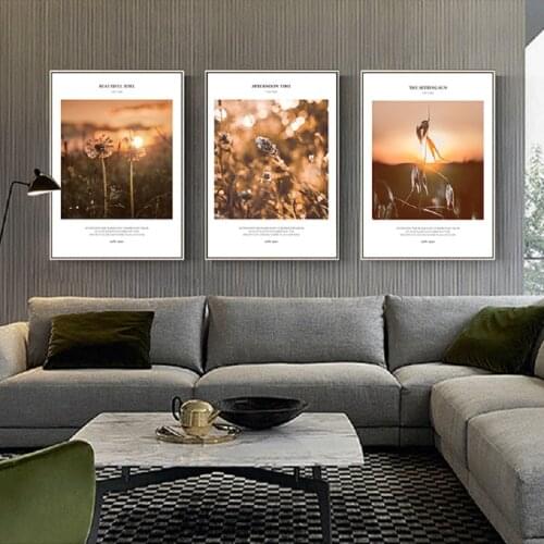 Nordic Sunshine Flowers Wall Art Canvas Paintings Sunshine Scene Decorative Wall Art Prints and Posters Living Room Home Decor