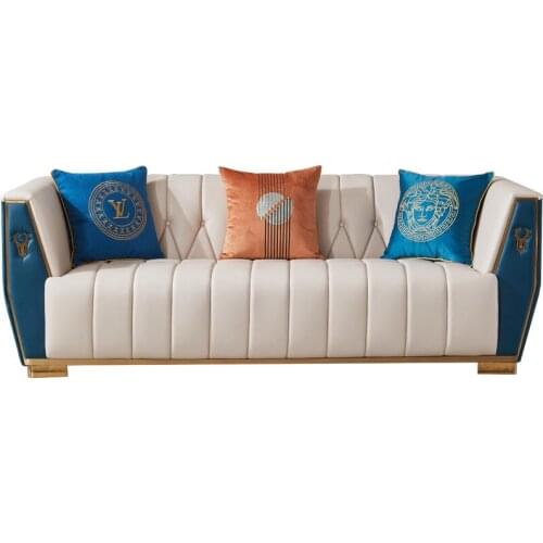 Nordic Light luxury leather sofa style Hong Kong Style U-shaped postmodern corner Leather Size family sofa 123 combination