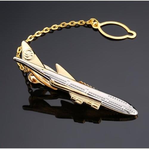 High-end brand tie clip mens suit shirt tie pin accessories sky No.1 aircraft model tie clip fashion design style
