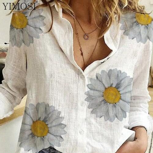 2021 Summer Autumn Long Sleeve Casual Women Loose Shirts Ladies Elegant Floral Printed Women Tops And Blouse Plus Size