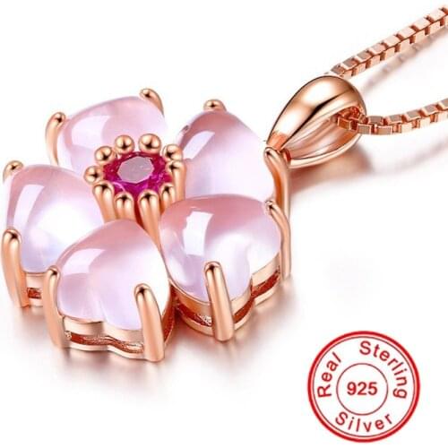 Luxury 925 Sterling Silver Color Pink Crystal Pendant For Women Rose Quartz Gemstone Jewelry 925 Silver Pendant Without Necklace