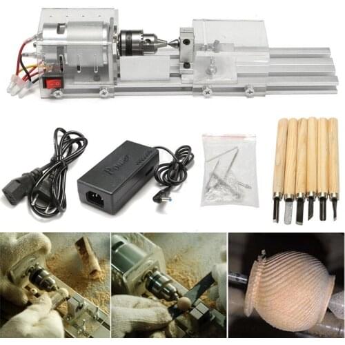 1set 24V 80W Mini Lathe Beads Machine Polisher Table Woodworking Wood DIY Tools Set