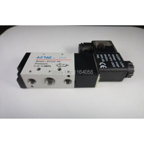 1pcs 4V210-08 5Ports2Position Single Solenoid Pneumatic Air Valve 1/4" BSPT 110V AC