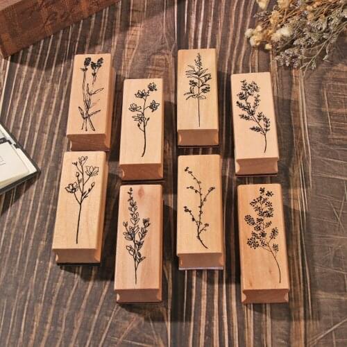 1PC Vintage Grass Plants Wooden Rubber Stamps Standard Stamp Sewing Stamping Crafts DIY Scrapbooking Arts Home Accessories