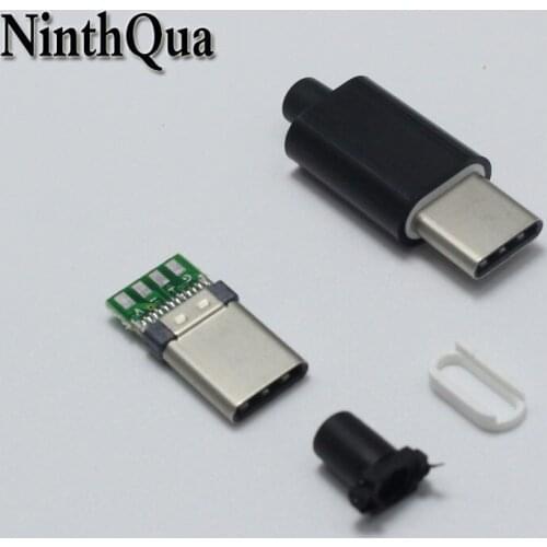 1 USB 3.1 Type C Male jack Plug Welding Type USB-C 3 in 1 PCB Connector For Apple iPhone 5 ipad ect Black