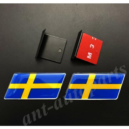 2x Sweden Flag Car Front Grille Grill Emblem Badge Decals Sticker Gift Saab
