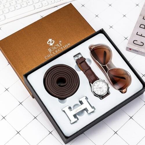 3pcs / Set Boutique Gift Set. Belt + Quartz Watch + Glasses. A Nice Gift for My Boyfriend. 3-piece Stylish Mens Set. Sunglasses