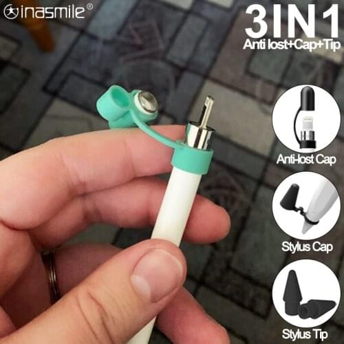 3 in 1 Stylus tip Stylus cap Anti lost Stylus Cap Compatible For Apple Pencil 1 2 Spare Nib Replacement For iPad Stylus pen 1 2