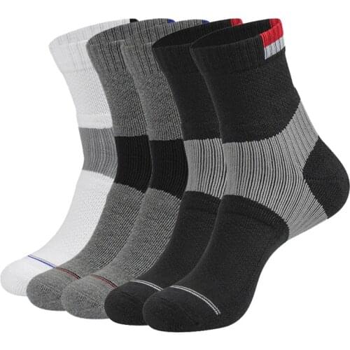5 Pairs/Lot 75% Cotton 17% Nylon 8% Spandex Thickened Sport Men Socks Cycling Socks Hiking Hunting Fitness Gym Badminton Socks