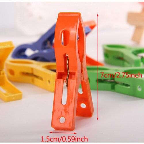 8PCS Plastic Hanger Clips Laundry Clothes Beach Towel Pins Large Spring Clamp