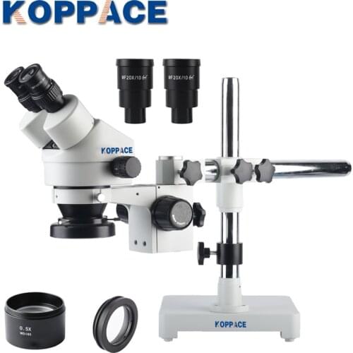 KOPPACE 3.5X-90X Binocular Stereo Microscope Single Arm Bracket Mobile Phone Repair Microscope Includes WF10X WF20X Eyepiece
