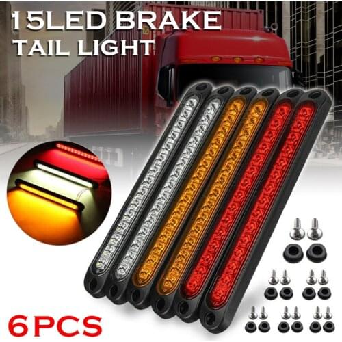 For Truck Light System 6pcs 15 LED Trailer Truck Caravan UTE Stop Brake Light Tail Reverse Light Red Yellow White Waterproof
