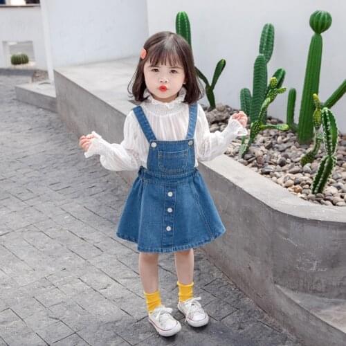 Girls Jean Dresses 2020 Kids Dress for Girls Denim Kids Clothes Braces Overalls Suspender Dress Casual Back To School Outfit