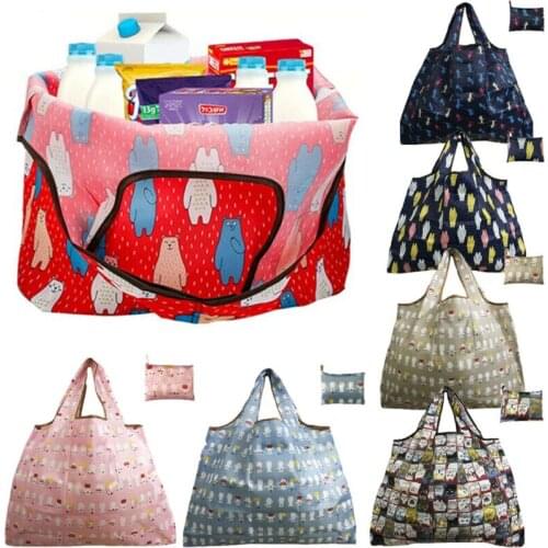 Hot 2020 Eco Reusable Shopping Bag Unisex Animal Print Shopper Handles Tote Bags Large Capacity Portable Foldaway Waterproof Bag