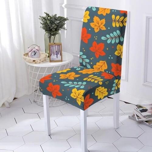 Leaves Stretch Dining Chair Cover Spandex Elastic Seat Covers Case For Wedding Hotel Banquet Living Room Washable