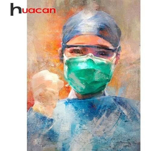 Huacan 5D Full Square Diamond Painting Cross Stitch Doctor Mosaic Portrait Diamond Embroidery Kits Home Decor