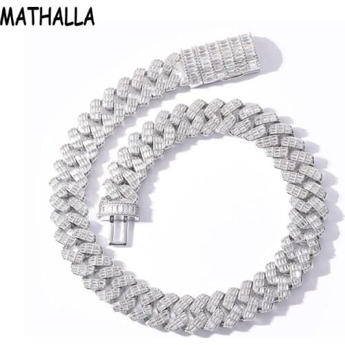 MATHALLA 17mm Square CZ Miami Lock Cuban Chain Necklace Luxury Mens Hip Hop Necklace Mens Jewelry Exquisite Boxed