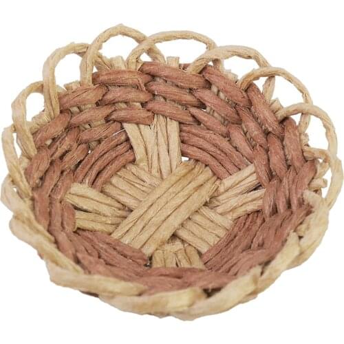 Dolls House Round Handmade Food Vegetable Fruit Basket Pretend Play Kitchen Furniture Accessory 1:12 Dollhouse Decor