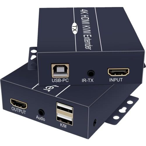 4K 120M HDMI KVM Extender Over Cat5e Cat6 HDMI USB Extender Over RJ45 USB KVM Extender HDMI Transmitter Receiver For HDTV DVD