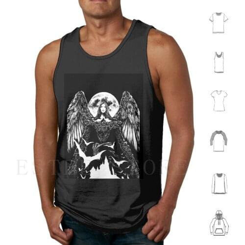 The Night Flows Tank Tops Vest Sleeveless Vampire Night Moon Dark Gothic Bats Castle Castlevania Alucard Dracula Darkness