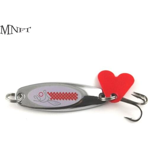 MNFT 20Pcs Metal Spoon Lures Red Tail Treble Hook Spinner Spoon Fishing 7g Sequin Paillette Baits