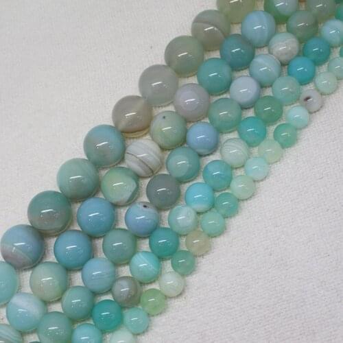 Mini.order is $7! 8-16mm Skyblue Multicolor Stripe banded Agates Onyx Round DIY Spacer Loose Beads 15"
