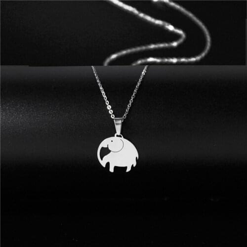 Stainless Steel Minimalist Jewelry Simple Mini Elephant Pendant Necklace Female Hippop Cartoon Elephan Choker