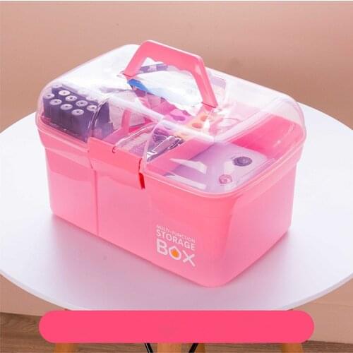 Fashion Portable Plastic Nail Toolbox Multi-functional Three Layers Makeup Storage Box Manicurists Manicure Tool Case Container