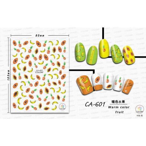 CA601-635 Fruit doodle text nail art sticker