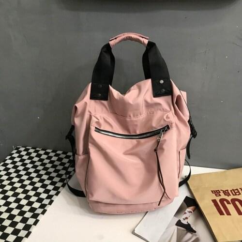 Fashion Nylon Waterproof Backpack Women Large Capacity Schoolbags Casual Solid Color Travel Laptop Backpack Teen Girls Bookbags