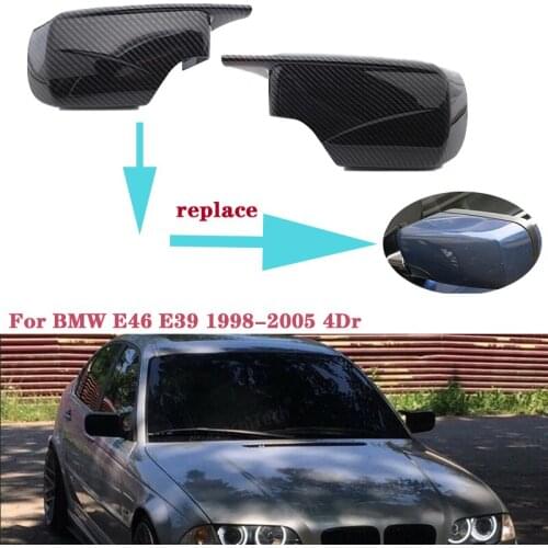 2021 Lastest M3 Sytle Car Side Door Rear View Mirror Cover Cap Replacement For BMW E46 E39 1998-2005 4Dr 51168238375 51168238376