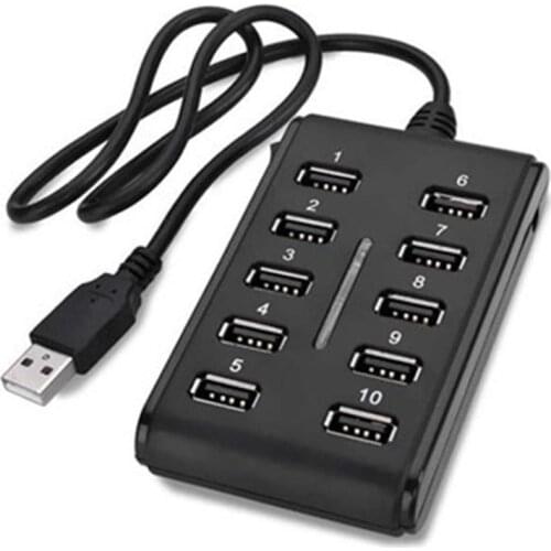 New 10 Port Powered USB HUB 2.0 High Speed USB Splitter Extension For PC Laptop 2021