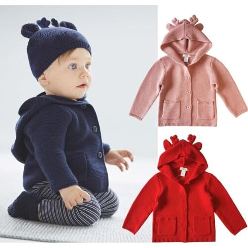 Toddler Infant Outfits Baby Boys Girls Sweaters 2019 Winter New Toddler Clothes Kids Christmas Sweaters Baby Knitted Hooded Coat