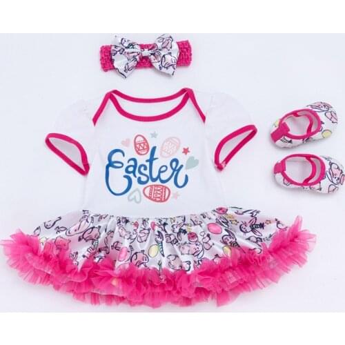 Newborn Easter Clothes Baby Girls Clothing My First Easter Festival Babys Sets Ruffles Tutu Dress+Headband+Shoes Baby Clothing