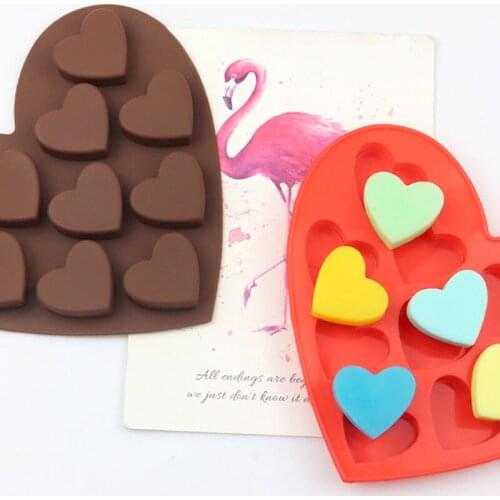 10 Cavity Heart Silicone Chocolate Mold for Jelly Biscuit Candy Cakes Dessert Pastry Bakeware Pan Decorating Tools Accessories