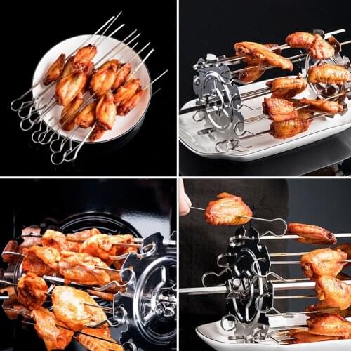 BBQ Steel Metal Roaster Rotisserie Skewers Needle Cage Oven Kebab Maker Grill