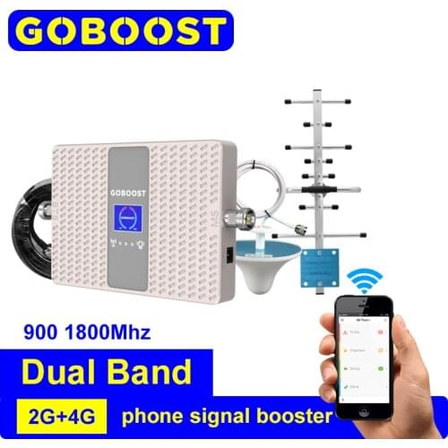GOBOOST 2g 4g Dual BandSignal Booster 900 1800 Mhz Dual GSM DCS Celluar Amplifier Cell Phone Celluar Antenna Reapeater A Set