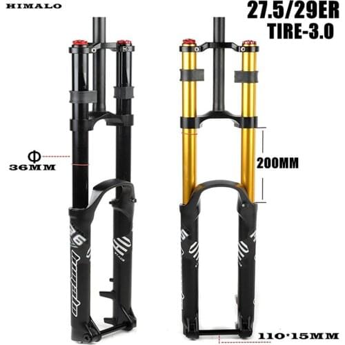Himalo MTB Fork Mountain Bike DH AM Suspension Air Oil Damping Rebound Adjustment 27.5 29ER 110*15MM Support 3.0IN Tire