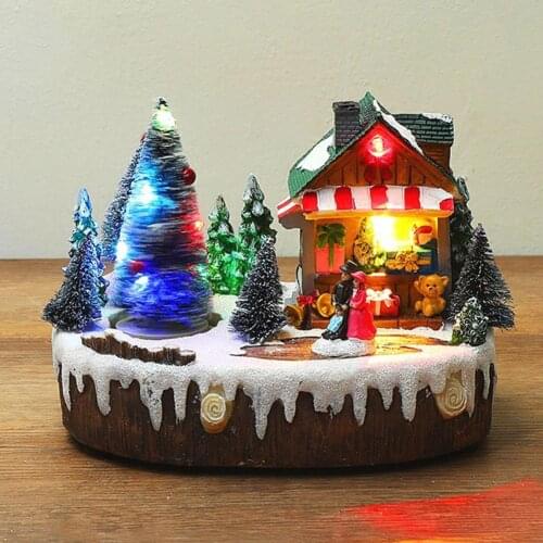 Rotating Christmas Tree Glowing Music House Rotating Luminous Music Snow Scene Cabin For Girl Friend Romantic Xmas Gifts