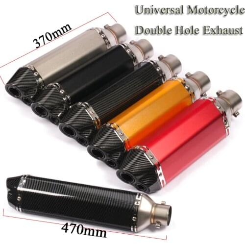 470mm Motorcycle 2 Holes Exhaust Pipe Escape Modified Universal Motorbike Muffler DB Killer For Ninja 300 ATV Dirt Bike TMAX 530