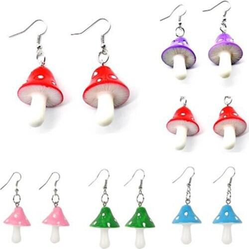 Japan and South Korea New Products Colorful Spotted Mushroom Resin DIY Earrings Sweet and Cute Girl Gift Pool Party Earrings