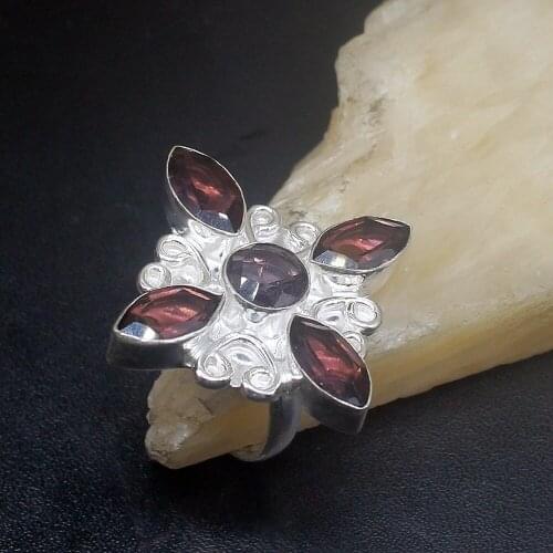 Gemstonefactory Jewelry Big Promotion Single Unique 925 Silver Gushing Purple Amethyst Hot Women Men Gifts Rings 8.5# 20212619