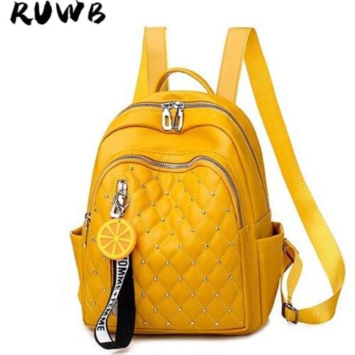 Women Backpack Purse PU Leather Anti-theft Casual Shoulder Bag Fashion Ladies Satchel Bags Girls Yellow Plaid Travel Backpacks