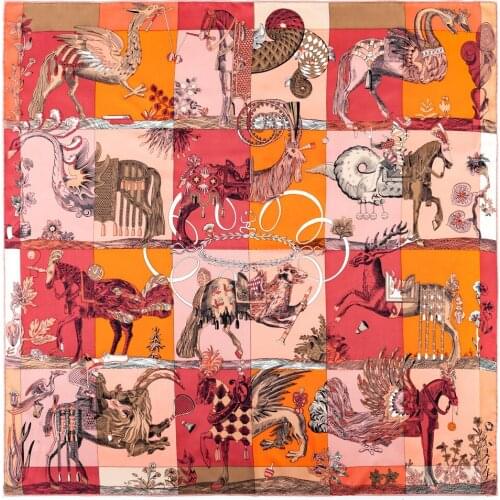 Satin Edge Scarf Womens Scarves Vintage Female Silk 90 Scarf Top Neck Foulard Femme Satin Bandana