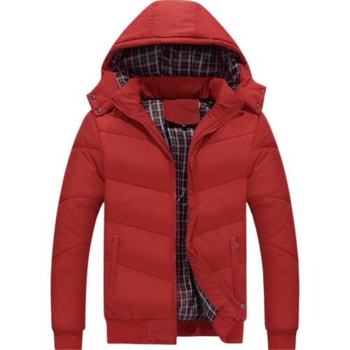 Winter Mens Deconstructable Hooded Solid Color Slim Fit down Feather Cotton-padded Clothes Plus-sized Casual Thick Coat