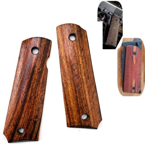 1 Pair Natural CocoBolo Wood Non-slip Handle Patches DIY Material blanks scales slab For 1911 Grips Models